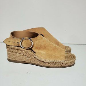 Rag & Bone Calla Beige Suede Wedge Sandals Espadrille Open Toe Size 36